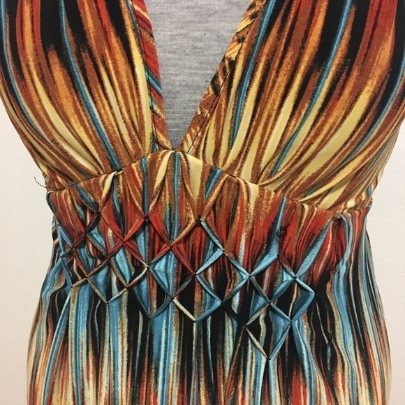 Sundress Decoded Size Small Belted Multicolor V Neck - Picture 7 of 11